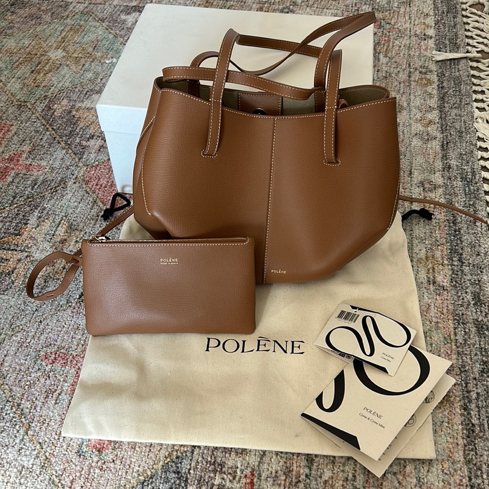 POLENE CYME MINI EDITION TEXTURED CAMEL